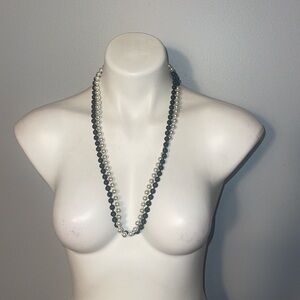 Cookie Lee ladies Faux pearl black and white necklace and white bracelet set